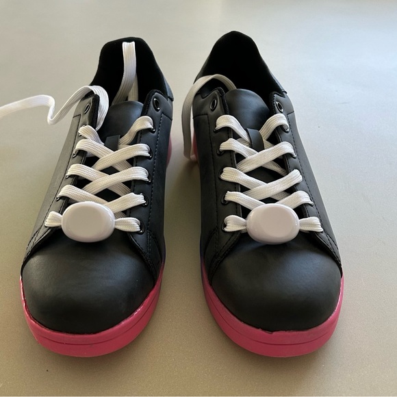 Qupid Black Sneakers with Rainbow Soles, Size 9 - Picture 3 of 5